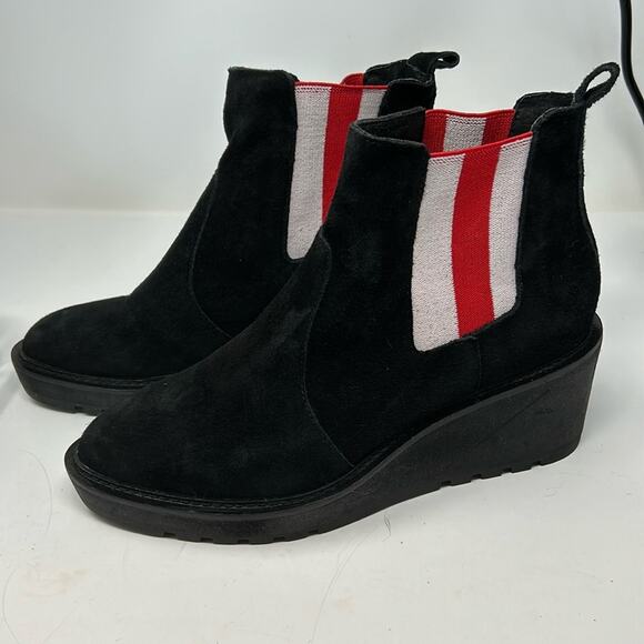 Cecelia New York Women's Gemma Black Suede Wedge Booties Size 7.5 - Picture 1 of 12
